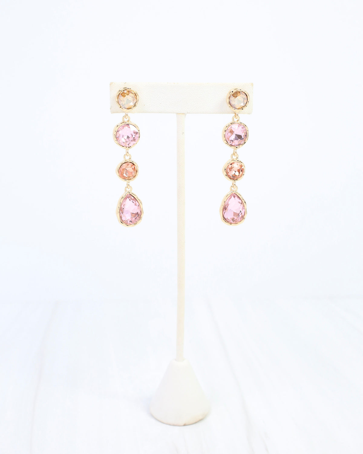 Sailish Linear Crystal Dangle Earring Pink