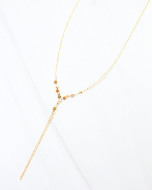 Merida Beaded Tassel Necklace Brown