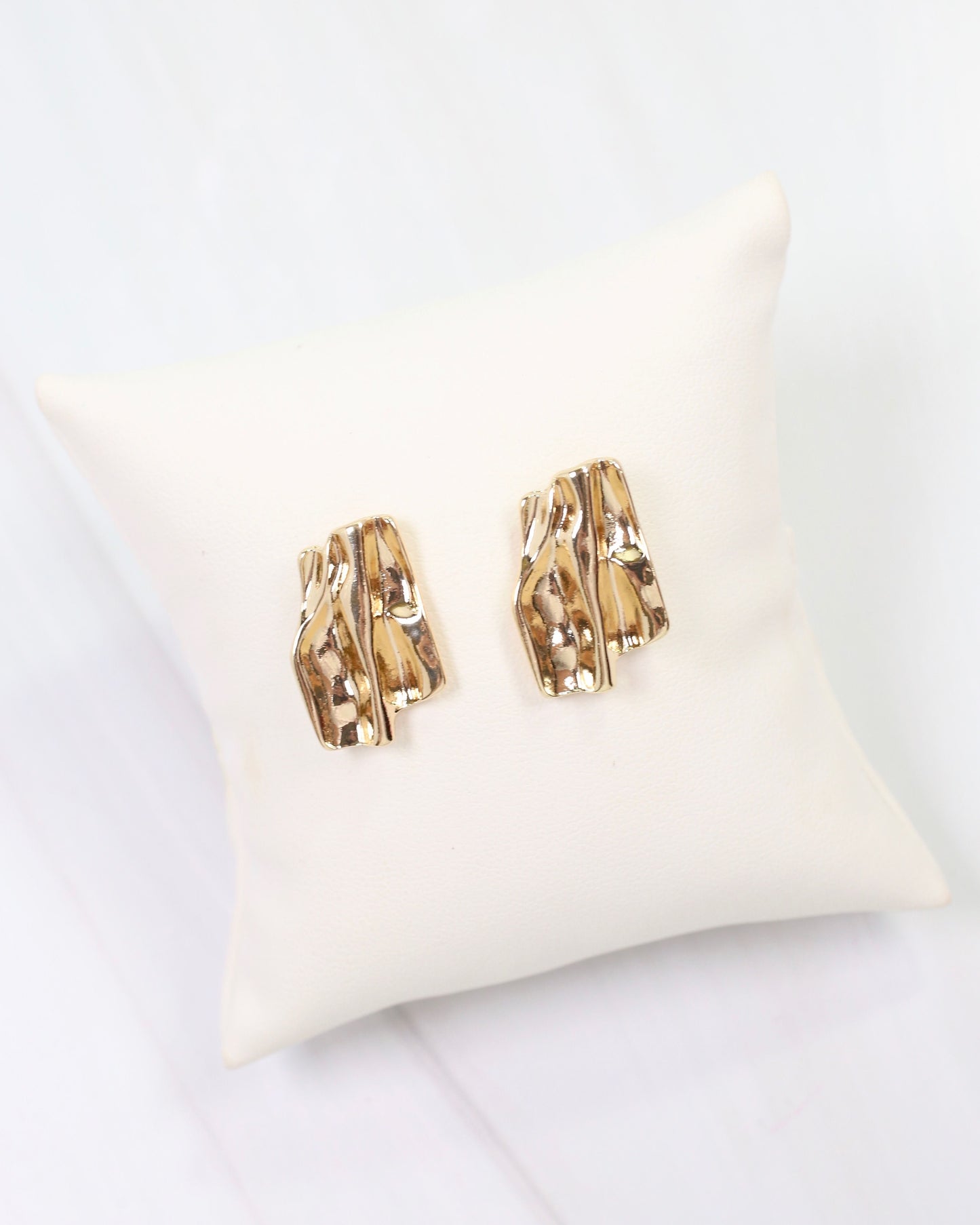 Kinston Textured Rectangular Post Earring Gold