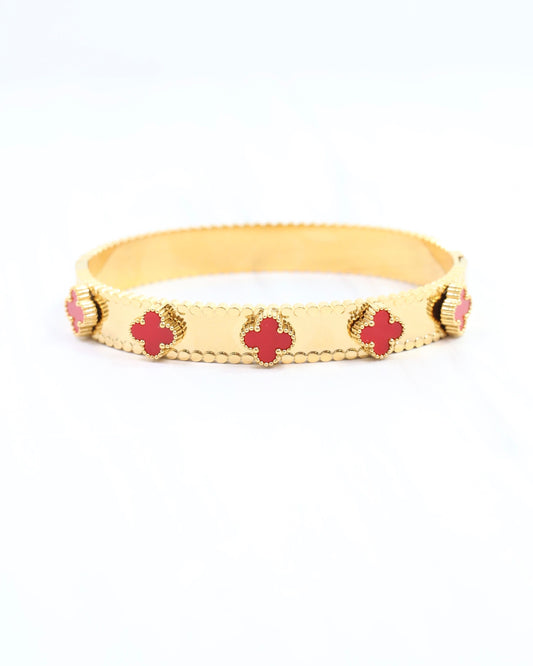 Amal Clover Bangle Bracelet Red
