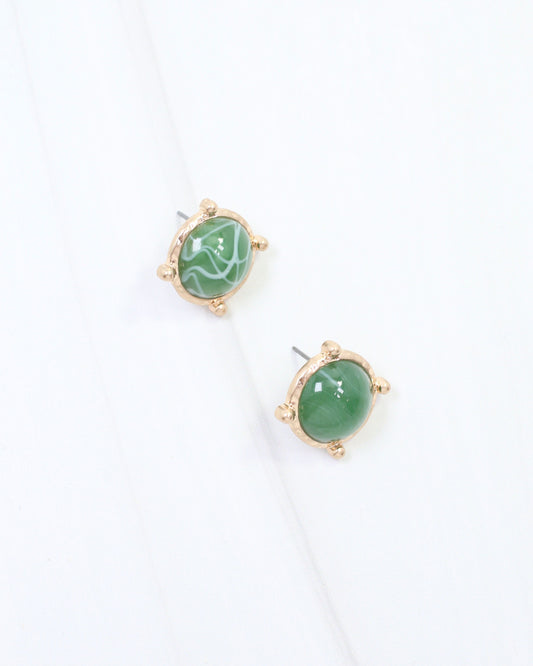 Florissant Round Post Earring Green
