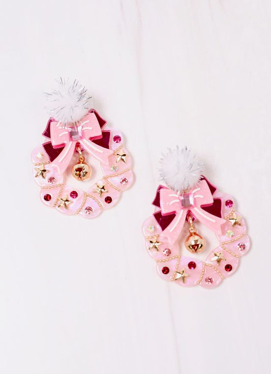 Pom Pom Wreath Earring PINK