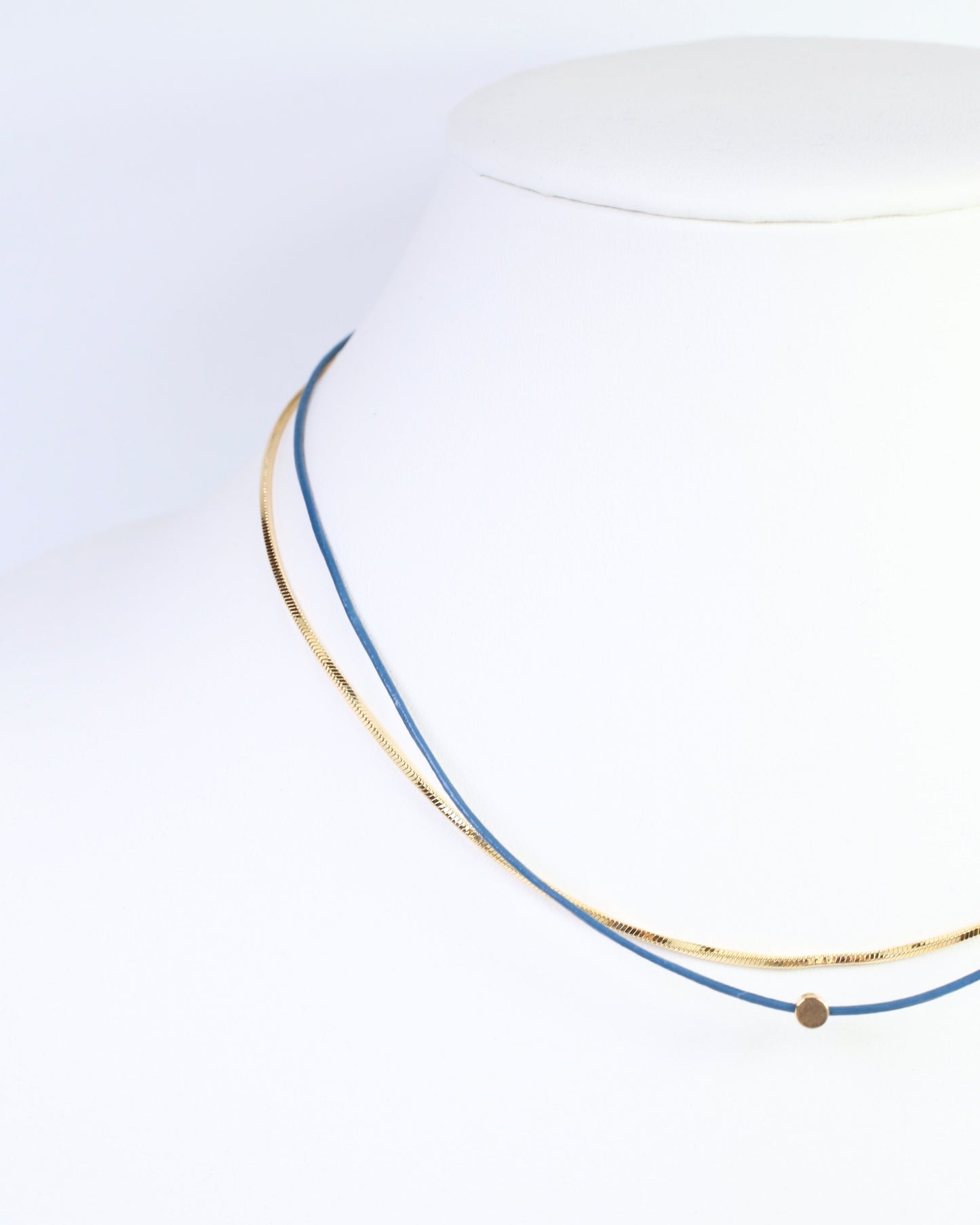 Paula Cord and Chain Layered Necklace Blue