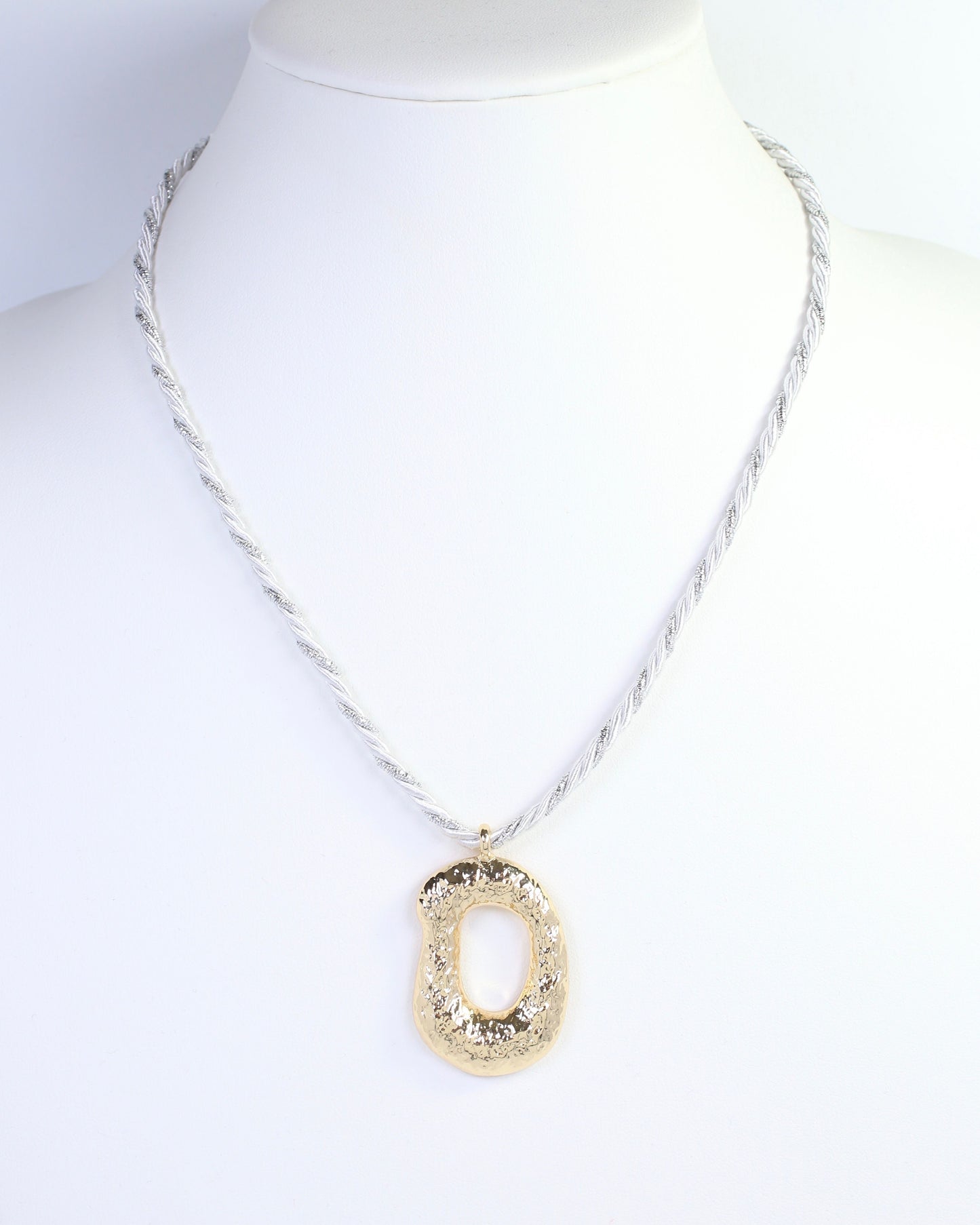 Morwell Hammered Pendant Cord Necklace Gold