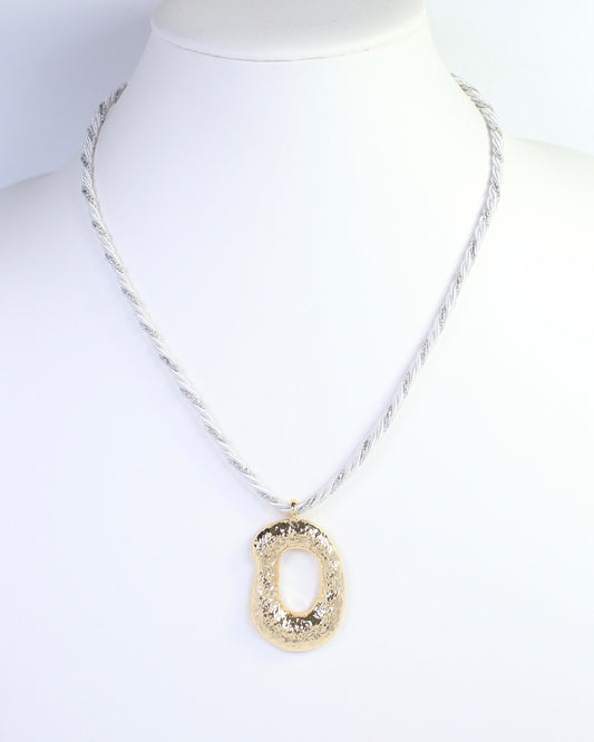 Morwell Hammered Pendant Cord Necklace Gold