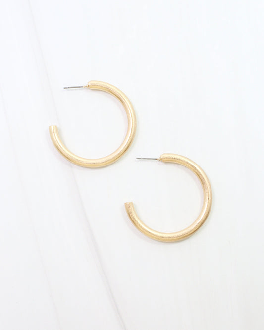 Lexi Small Hoop Earring WR Worn Gold