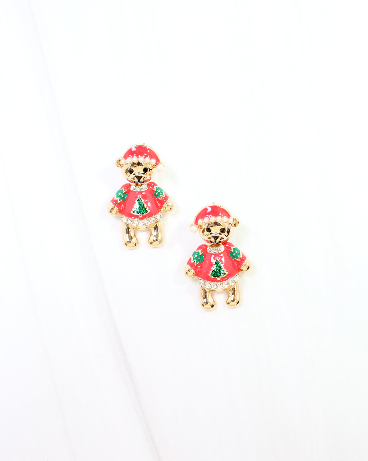 Benville Christmas Bear Earring Red