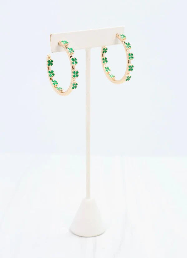 Shamrock Hoop Earring Green