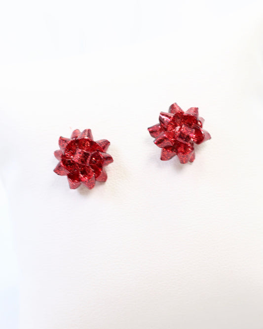 Let's Wrap Small Bow Stud Earring Red