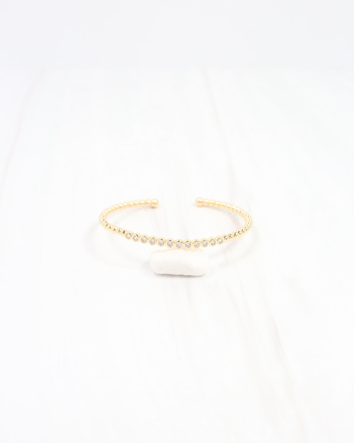 Gia CZ Beaded Cuff  Bracelet WR Gold