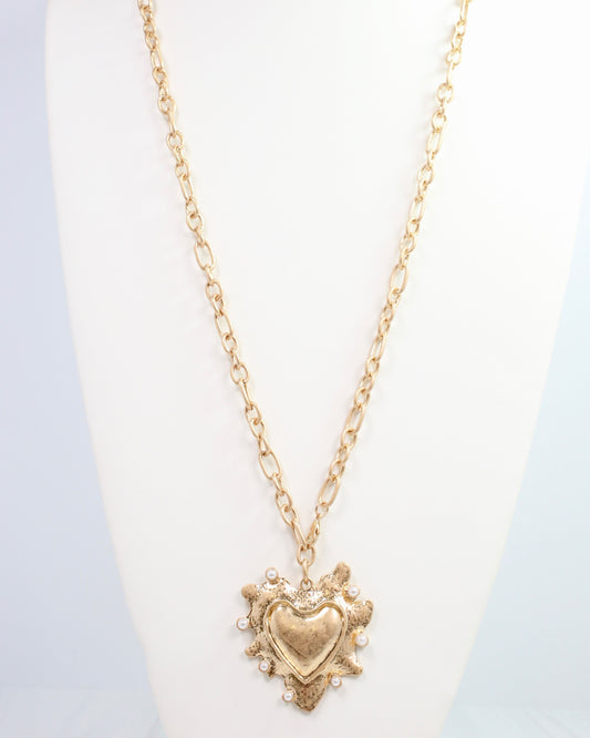 Raina Long Pendant Necklace Worn Gold