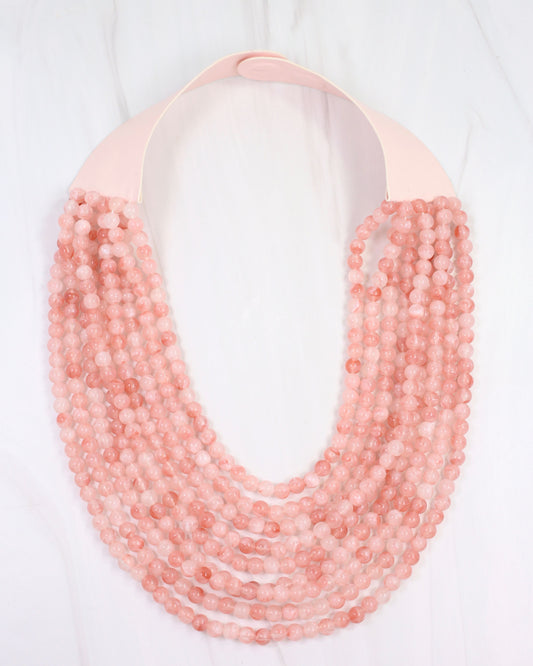 Kalin Beaded Layered Magnetic Necklace Pink