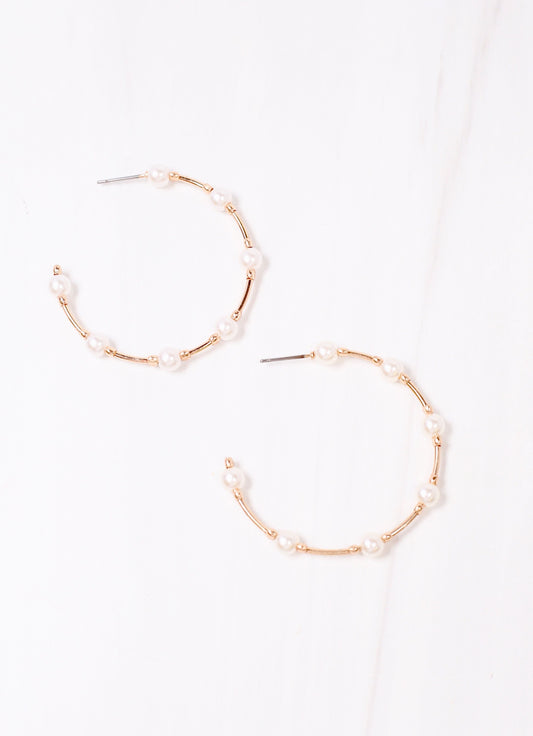 Boneta Pearl Hoop Earring GOLD