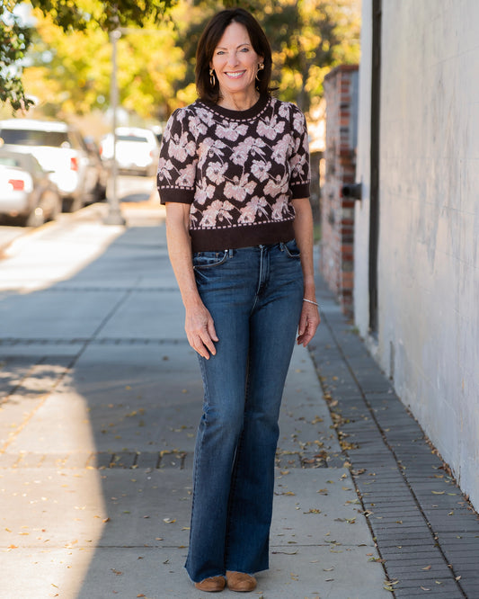 Glenhaven Floral Sweater-Brown
