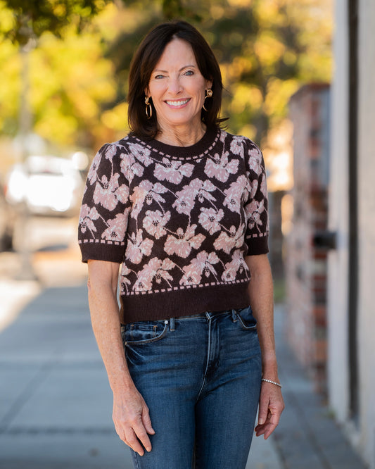 Glenhaven Floral Sweater-Brown