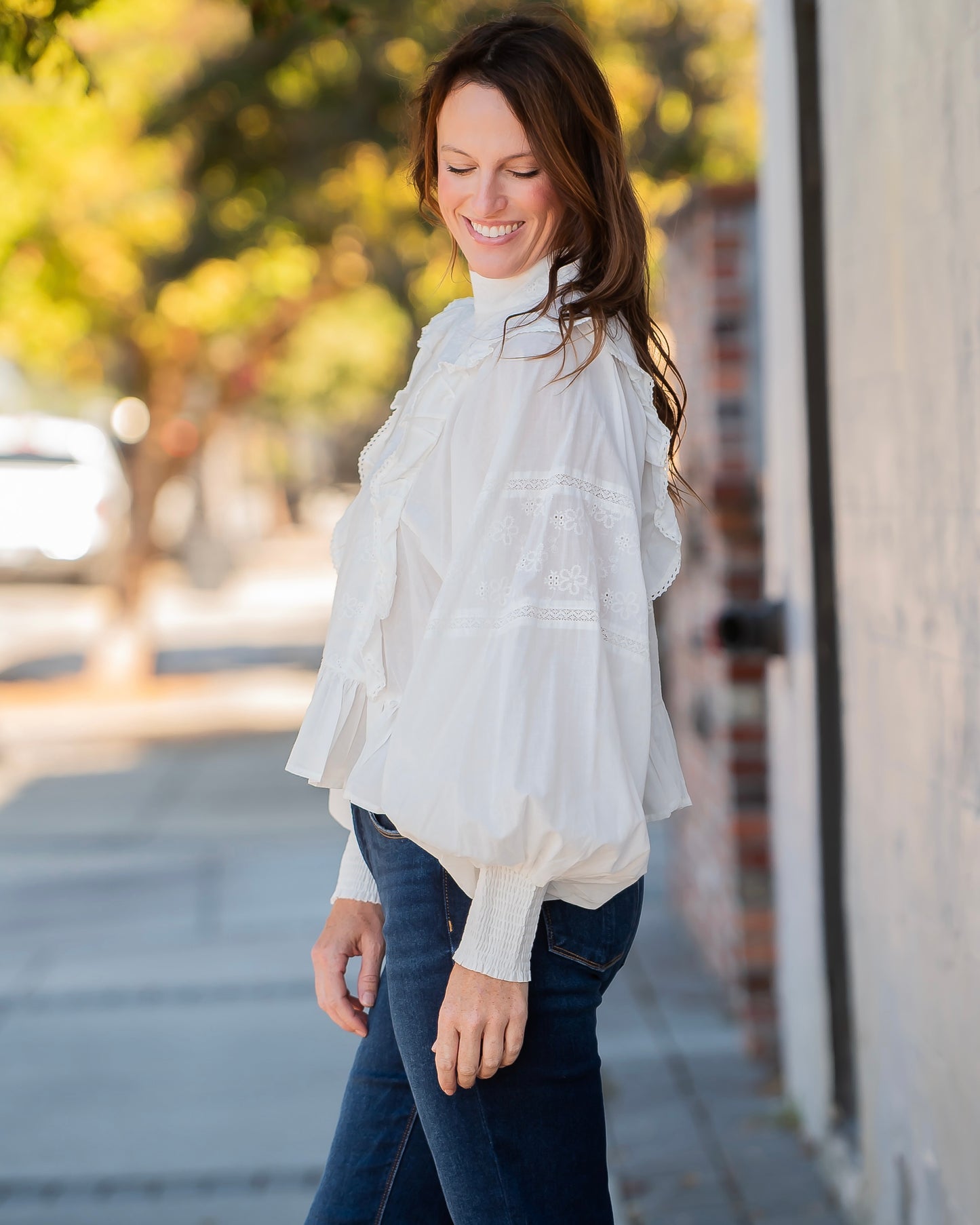 Annabelle White Lace Long Sleeve Top
