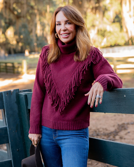 Ayda Burgundy Long Sleeve Sweater