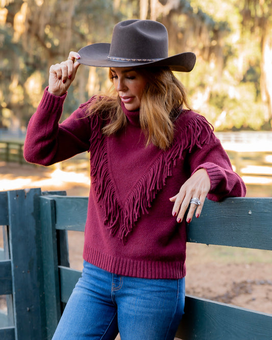 Ayda Burgundy Long Sleeve Sweater