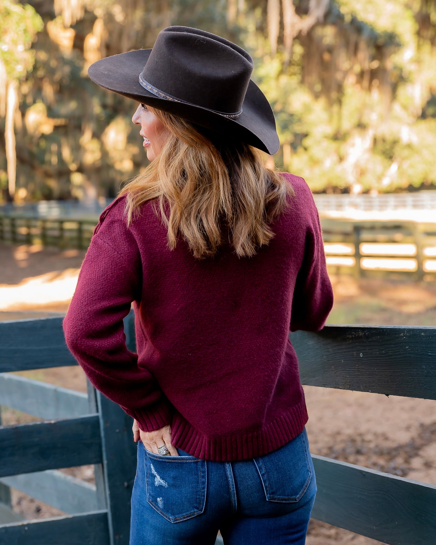 Ayda Burgundy Long Sleeve Sweater