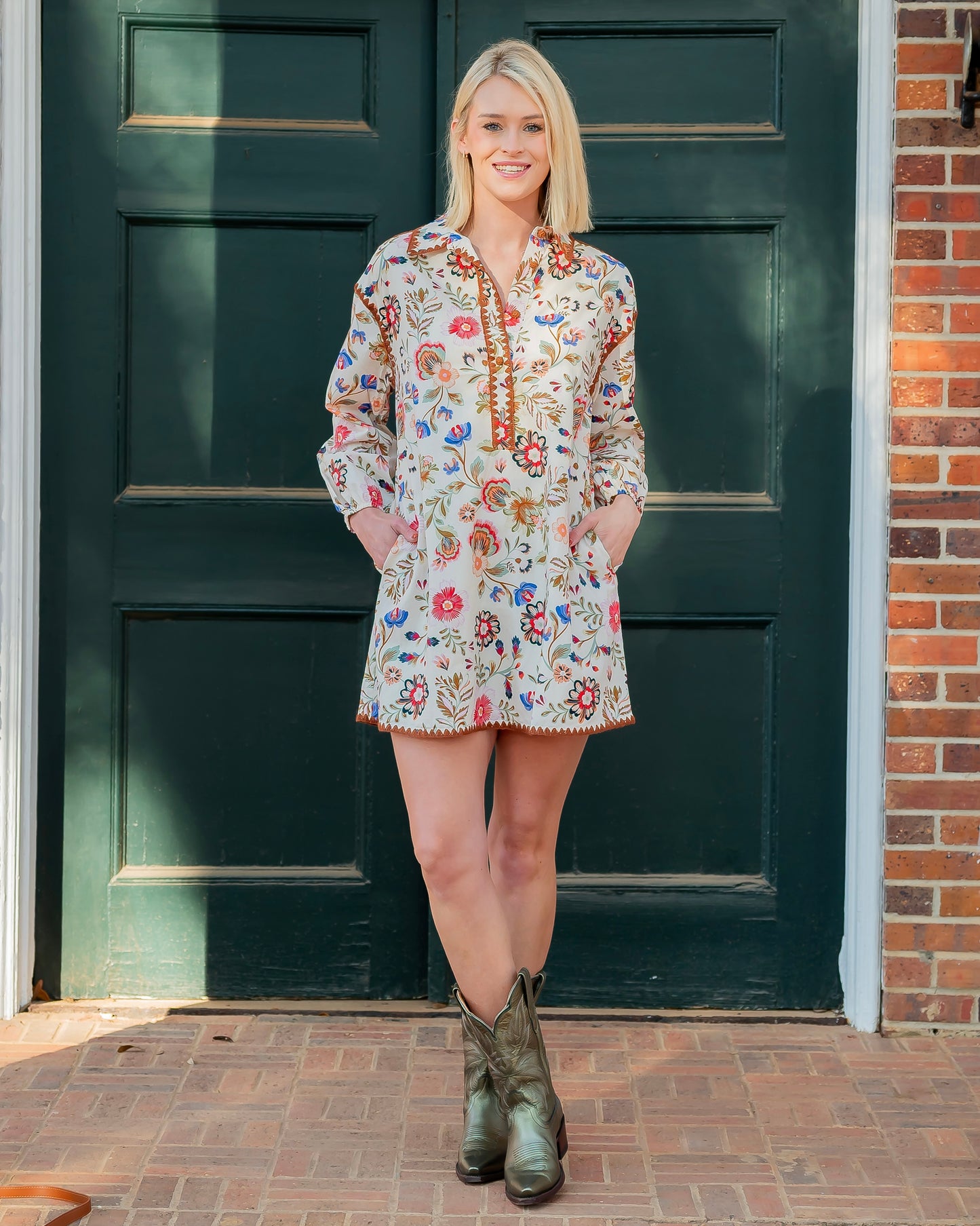 Abbeville Floral Dress-Cream