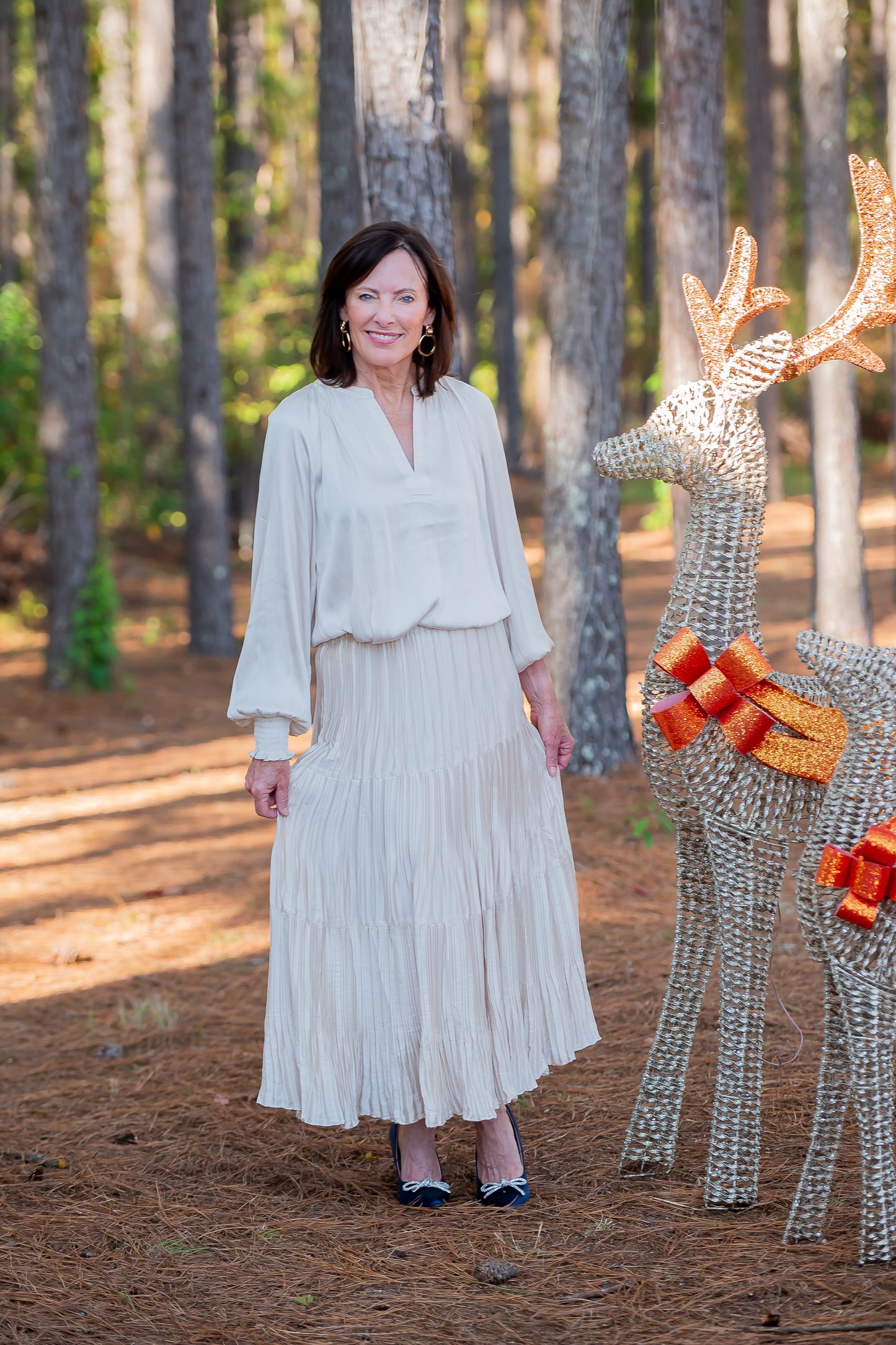 Courtney Ecru Tiered Long Skirt