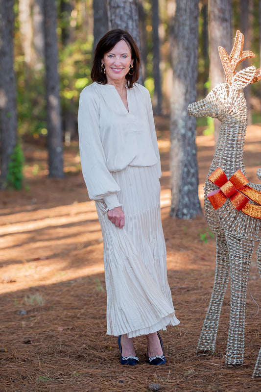 Courtney Ecru Long Sleeve Blouse