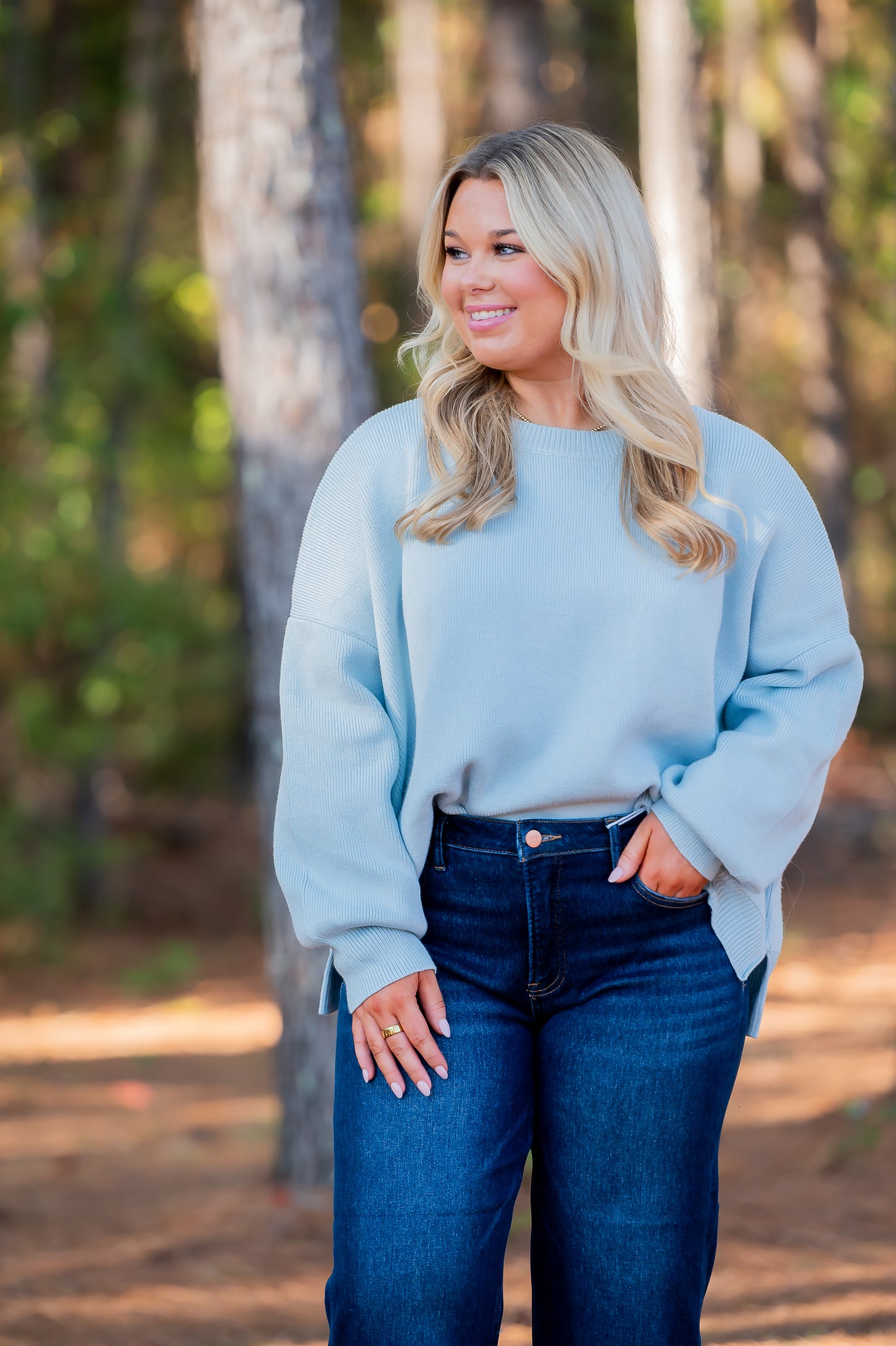 Ryder Crew Neck Sweater - Soft Blue