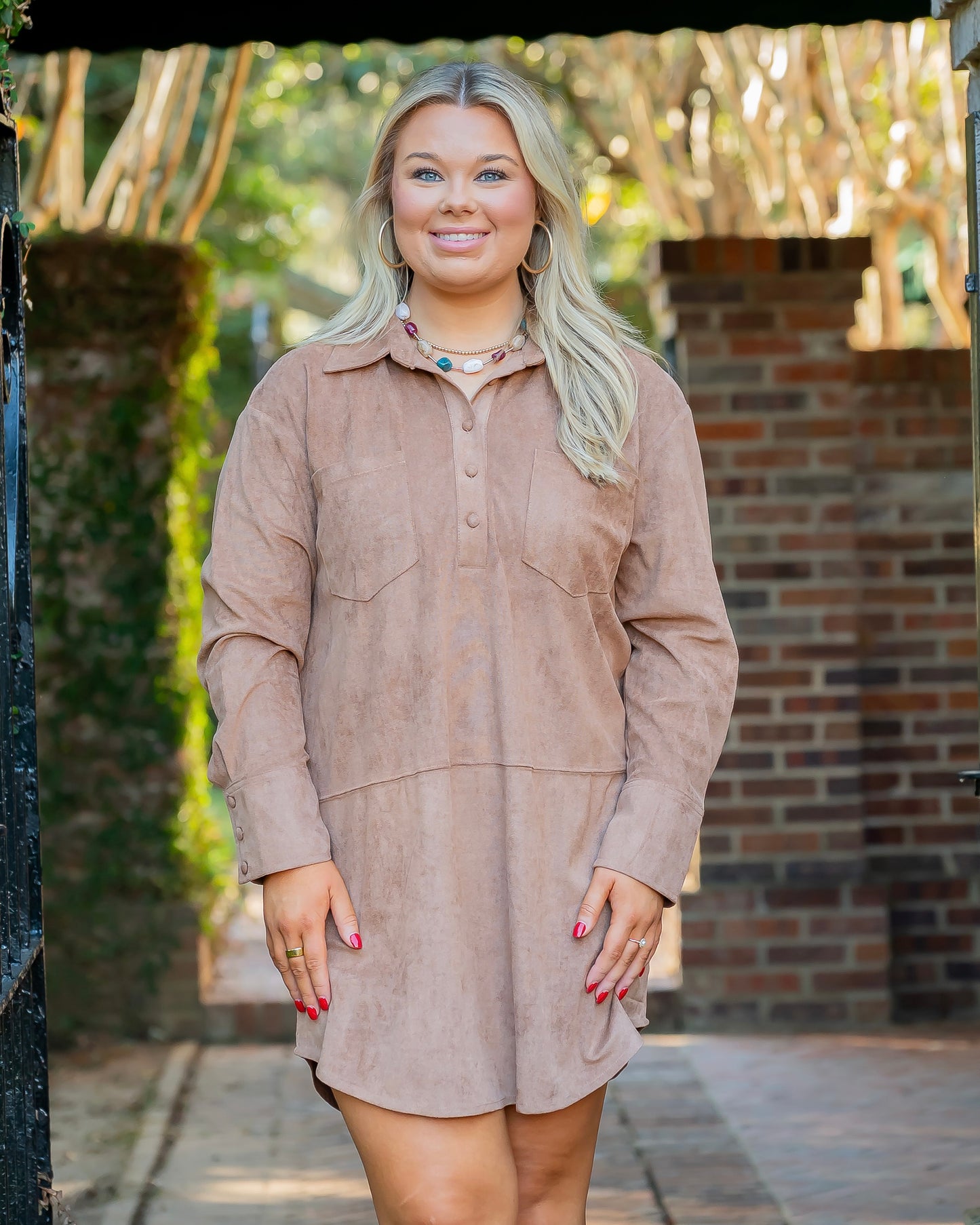 Sissy Suede Feel Dress-Camel