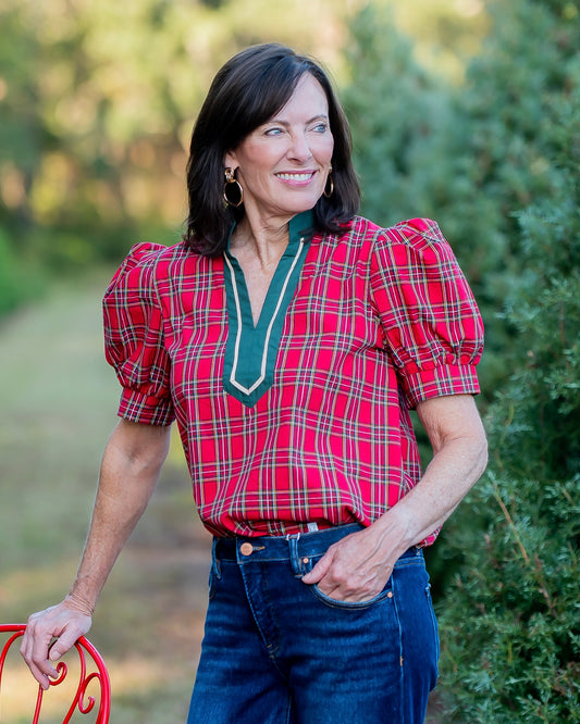 Wilson Red Plaid Top