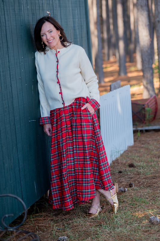 Linden Plaid Skirt- Red