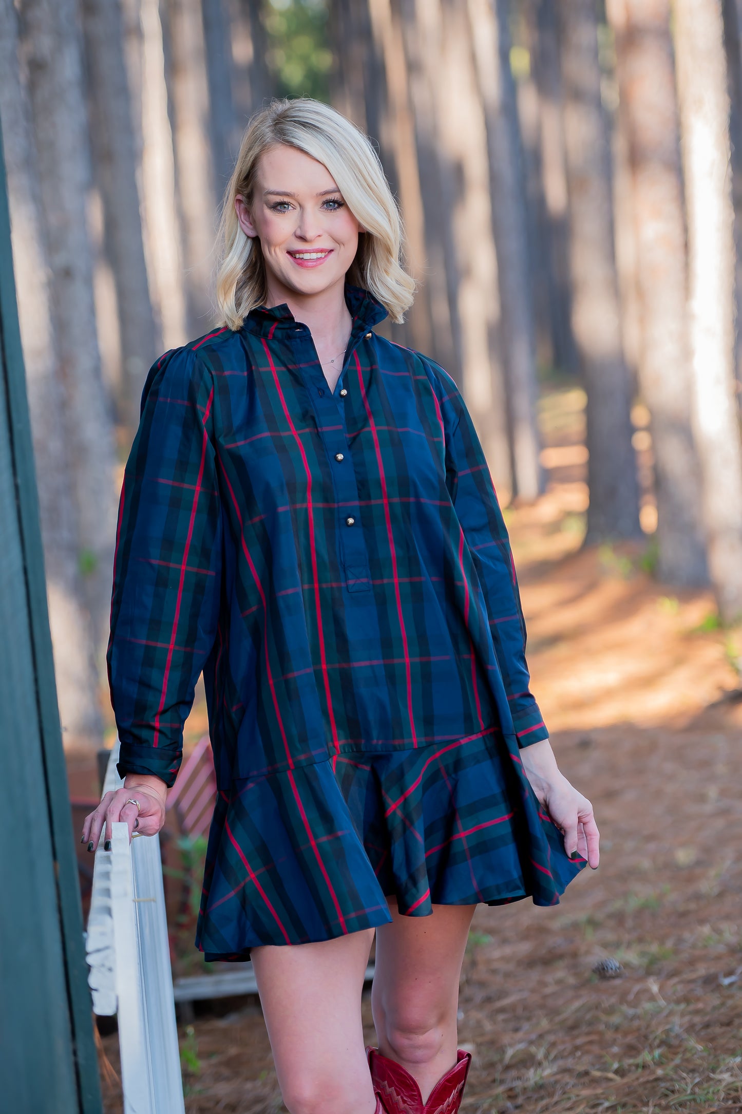 Windsor Check Button Down Dress