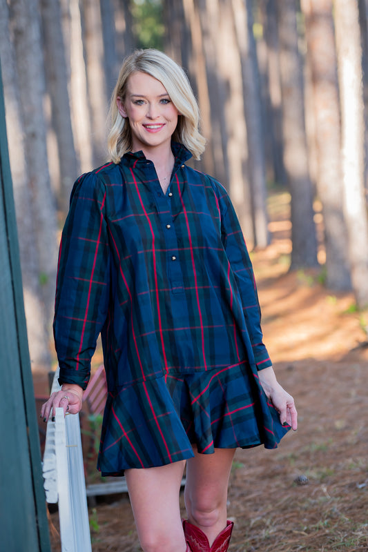 Windsor Check Button Down Dress