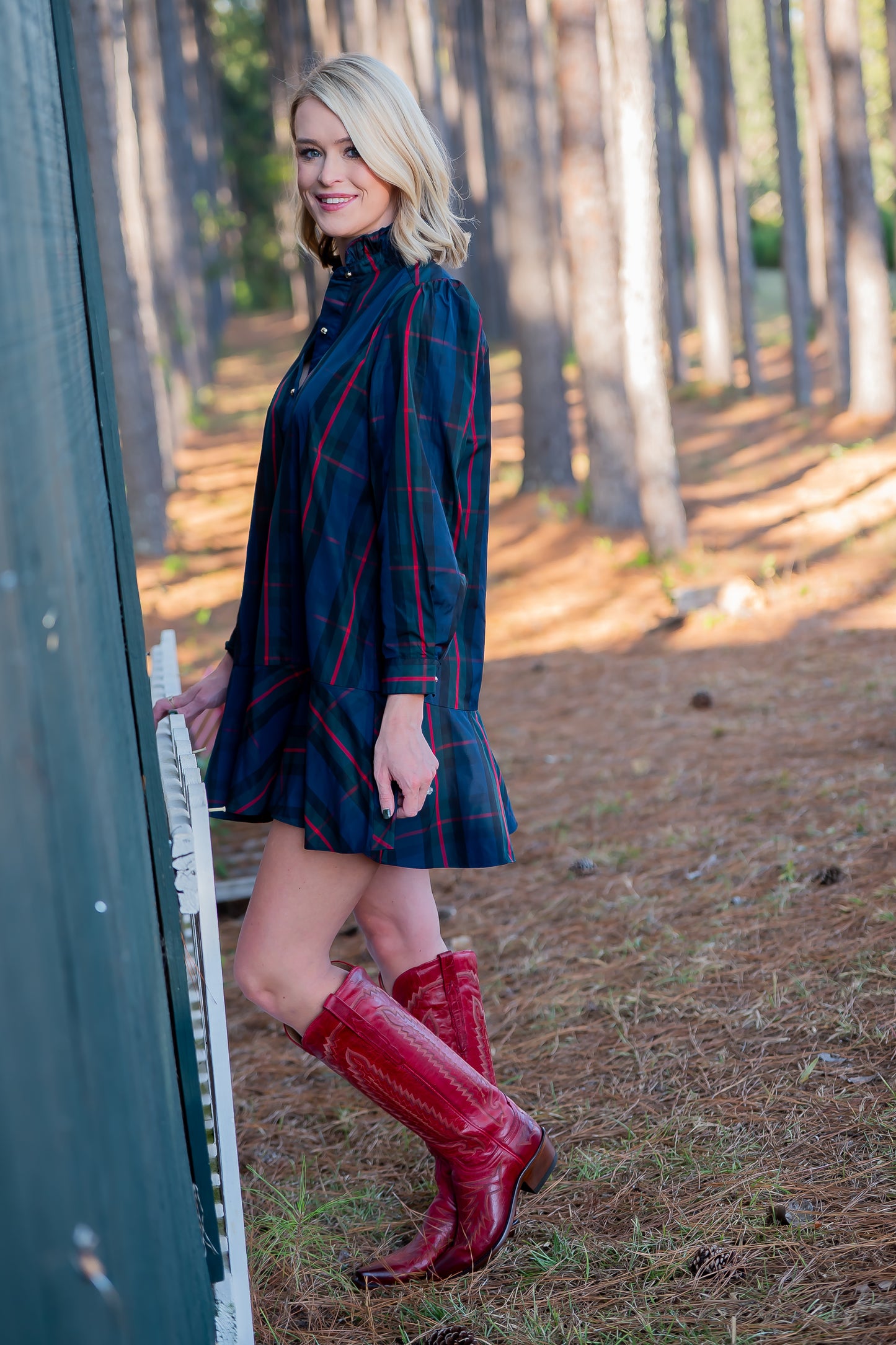 Windsor Check Button Down Dress