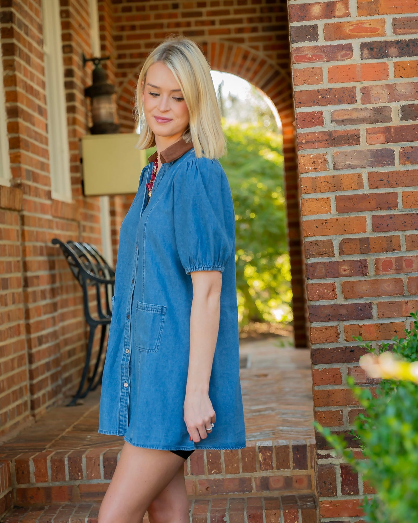 Emily Contrast Collar Denim Dress