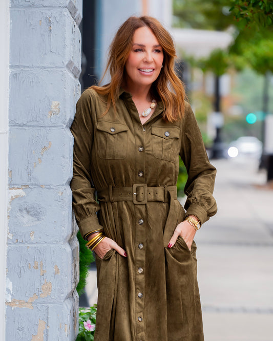 Annabella Suede Long Sleeve Dress