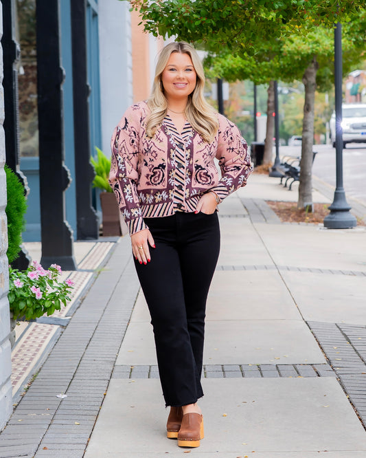 Lancaster Paisley Knit Cardigan-Peach Multi