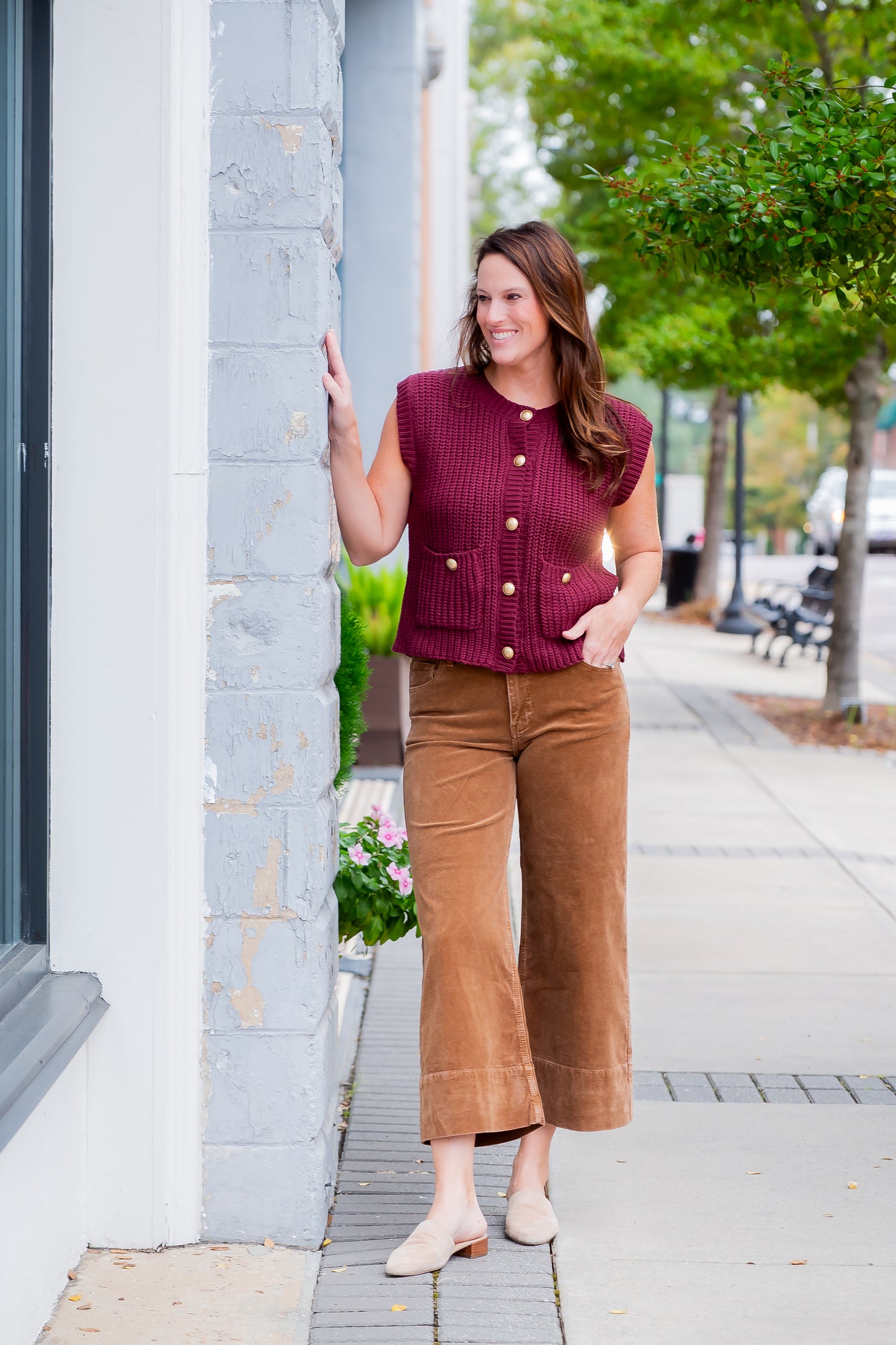 Courtney High Rise Crop Cords -Teddy Bear