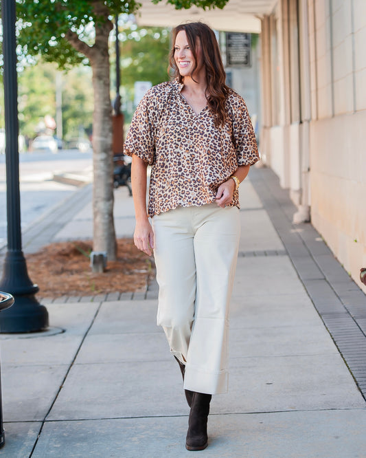 Leyland Mid Rise Ankle Pants-Stone