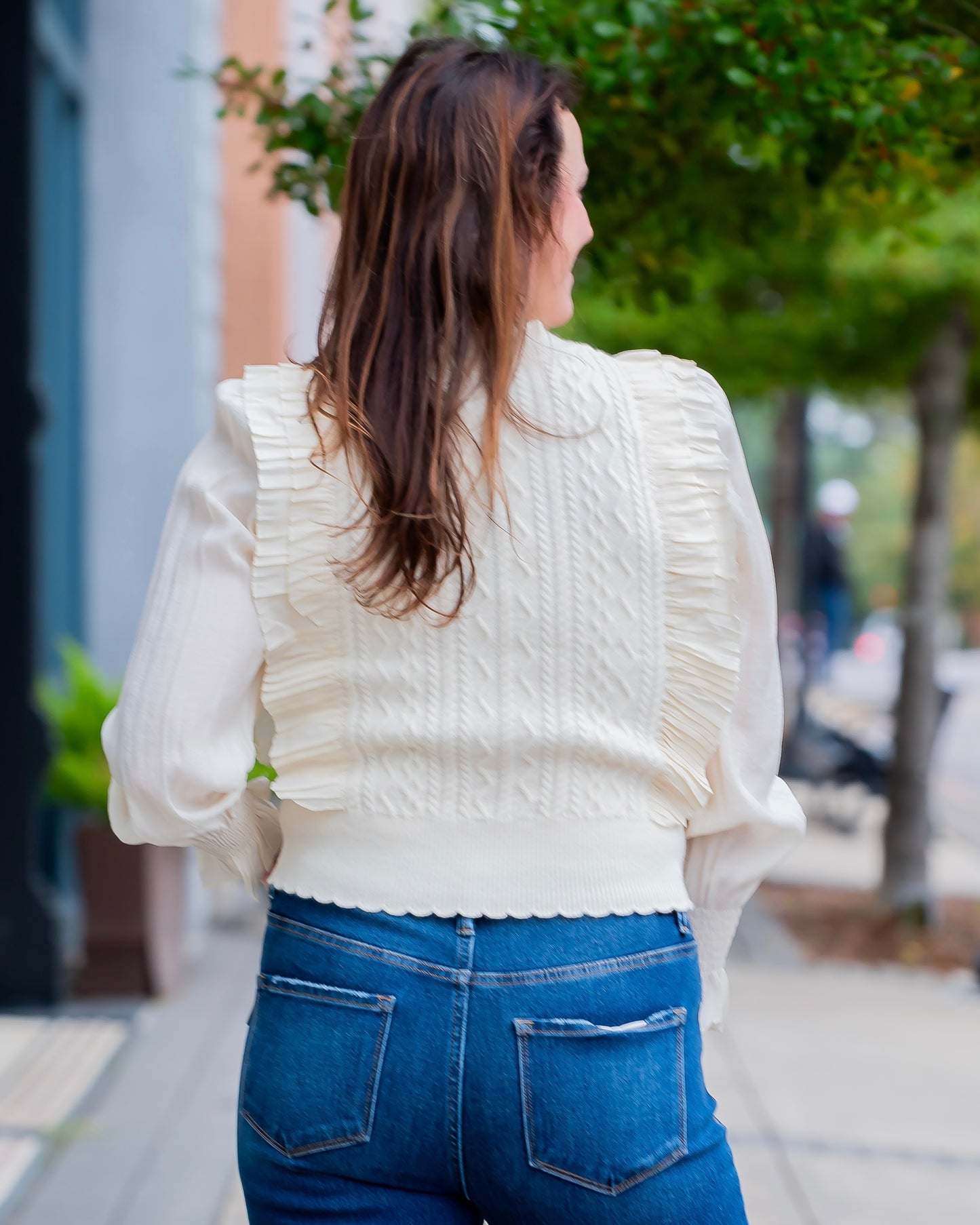 Leighton Ruffle Sweater- Ivory