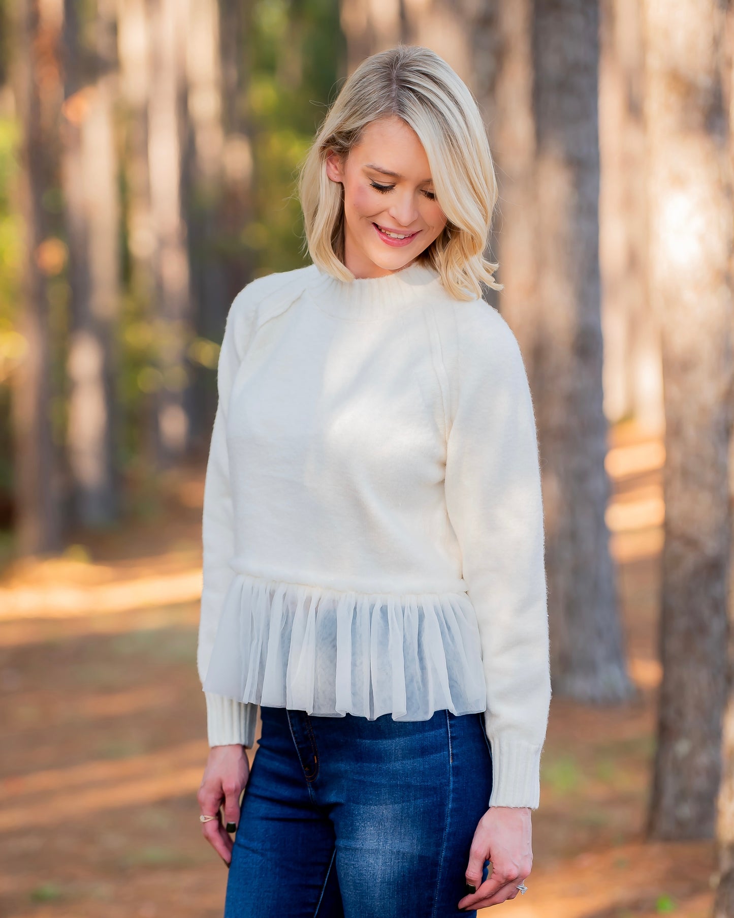 Alamosa Tulle Peplum Sweater