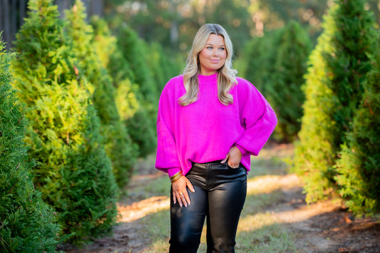 Wray Oversized Sweater-Magenta