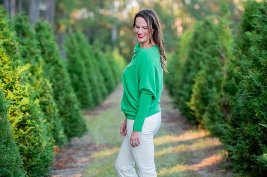 Gramercy Asymmetrical Sweater- Green