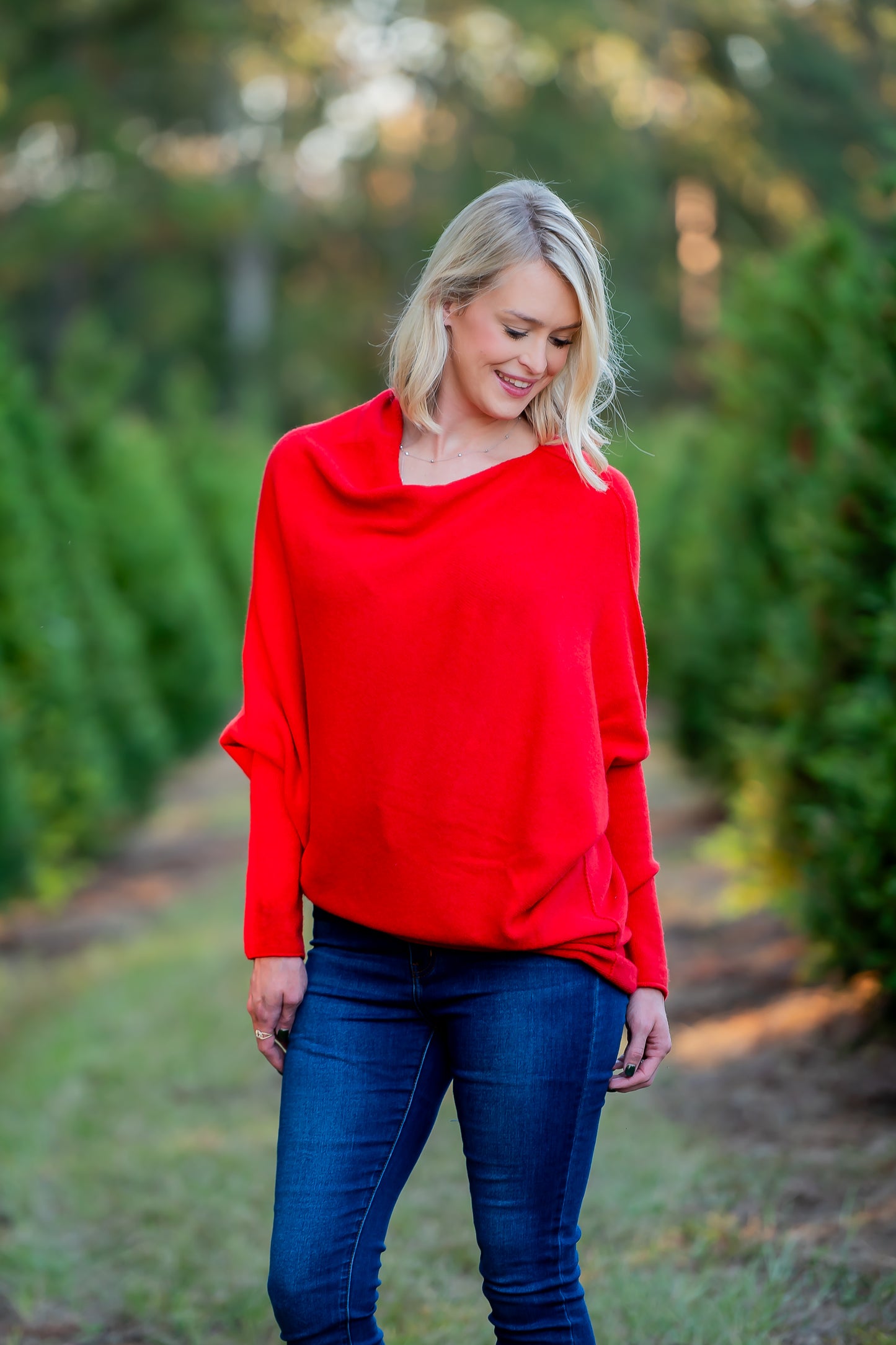 Gramercy Asymmetrical Sweater- Red