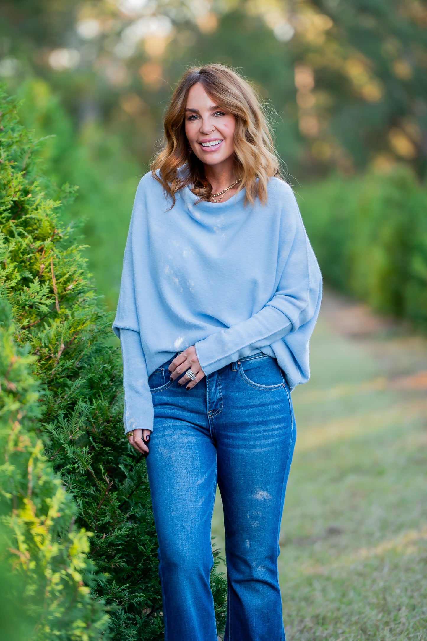 Gramercy Asymmetrical Sweater- Sky Blue