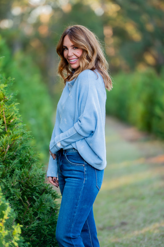 Gramercy Asymmetrical Sweater- Sky Blue