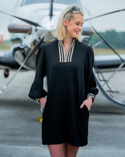 Ballard Zip Front Dress - Black