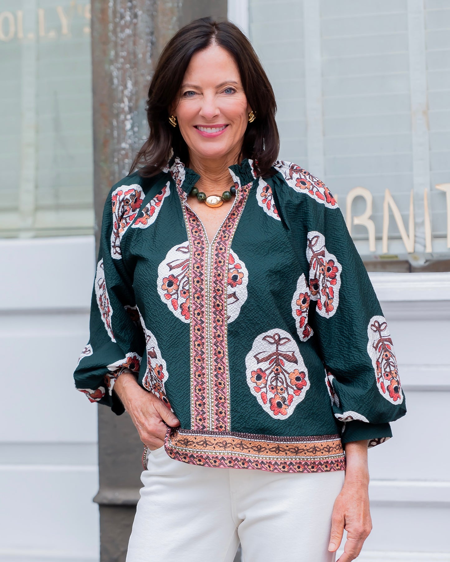 Winfield Floral Print Top-Green