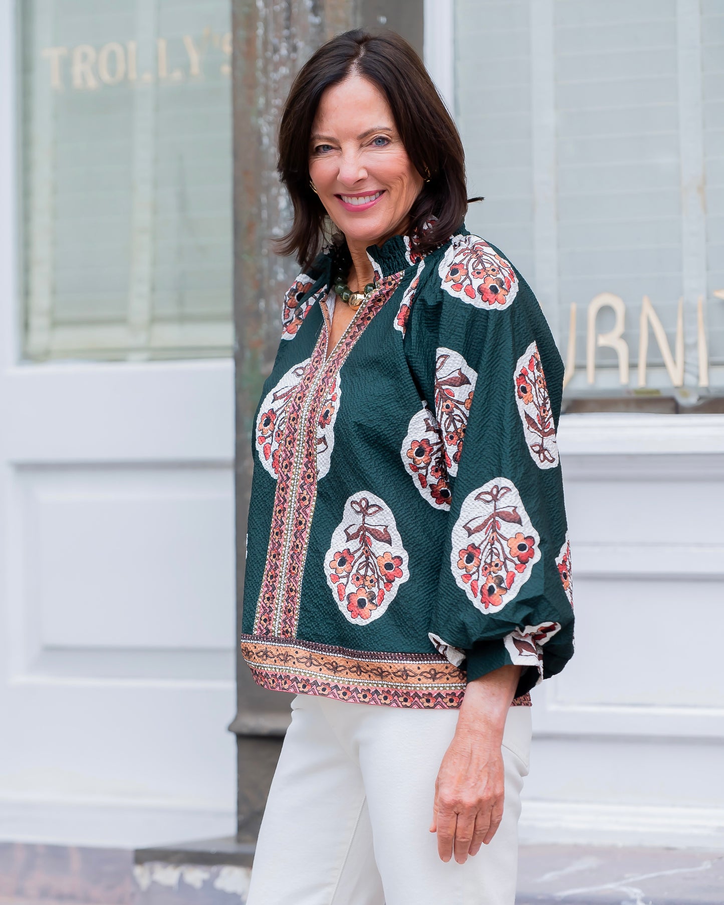 Winfield Floral Print Top-Green