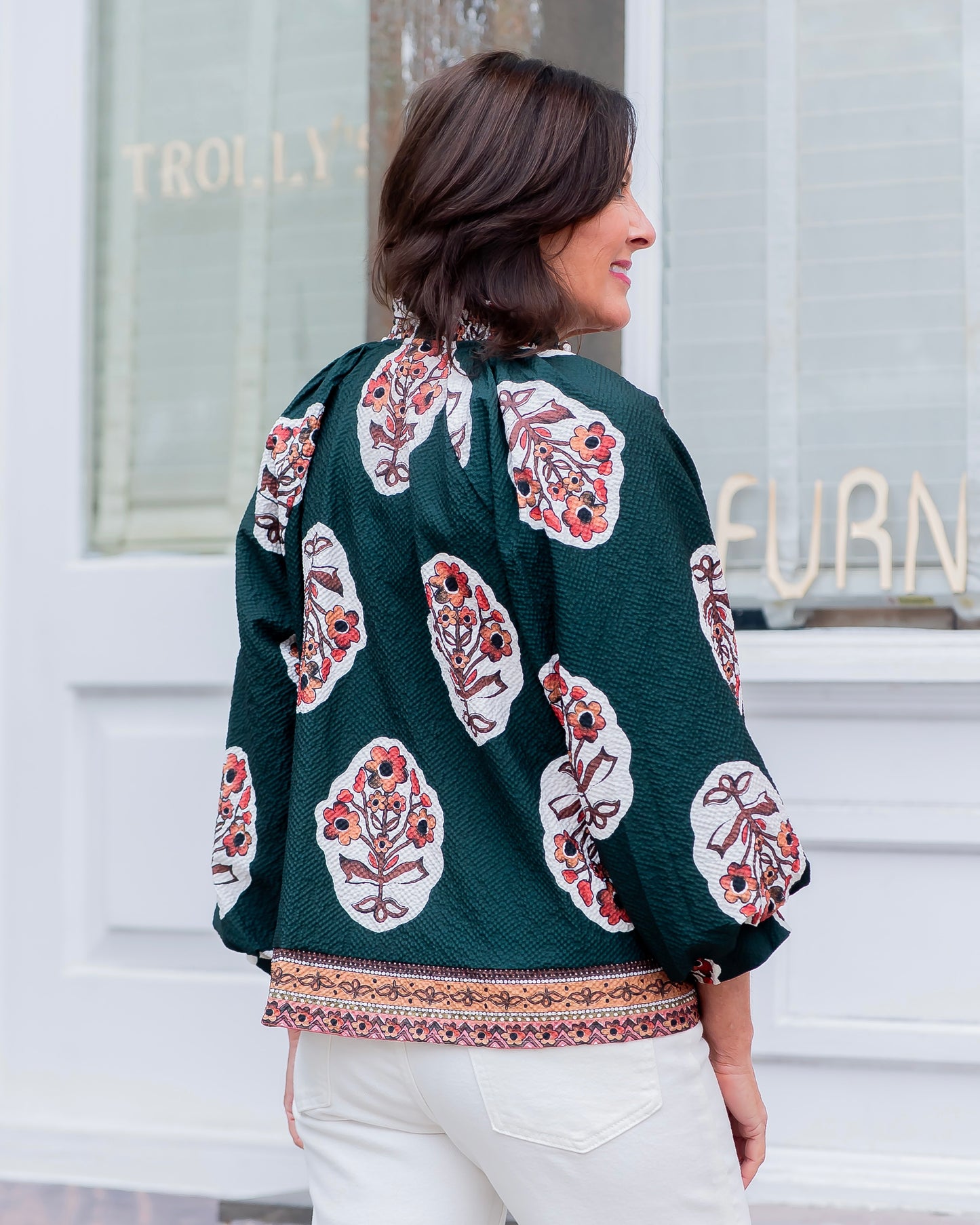 Winfield Floral Print Top-Green
