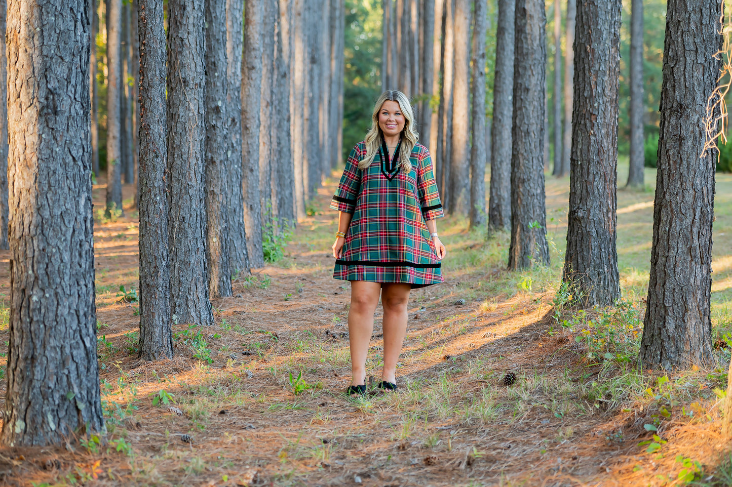 Howard 3/4 Sleeve Plaid Dress